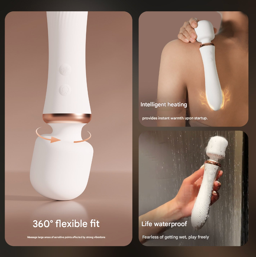 Double Head Strong Vibration Clitoral Stimulator (low noise + heating + waterproof + soft flexible arching)